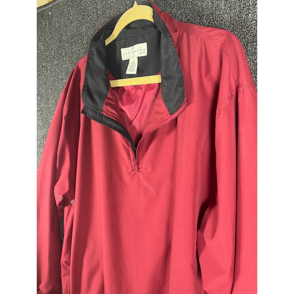 Consensus Golf Mens XLT Red Quarter Zip Windbreaker Pullover Jacket
